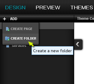 Select Create Folder from the drop down menu in the upper left part of the designer