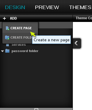 Select Create Page from the drop down menu in the upper left part of the designer
